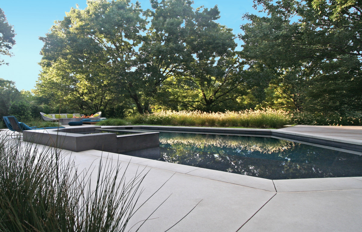 Bonick Landscaping - Westgate pool & spa with tree reflection - Dallas, TX