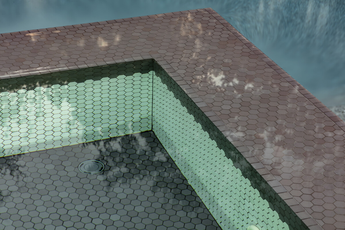 black and white pool tile