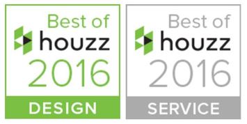 Icons for Houzz Design and Service 2016 Awards bestowed on Dallas landscape design firm Bonick Landscaping.