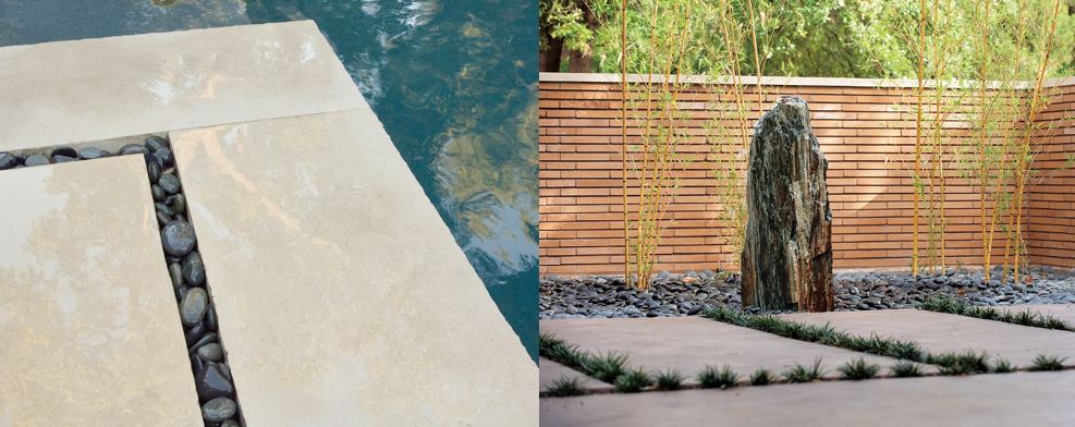 2 detail shots of patio landscape design trends