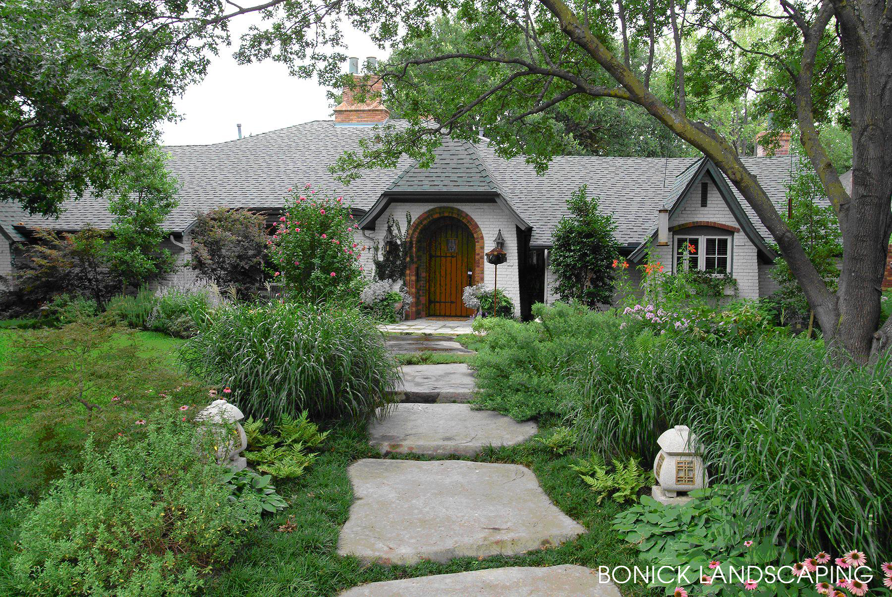 Dallas home with lush landscape design.