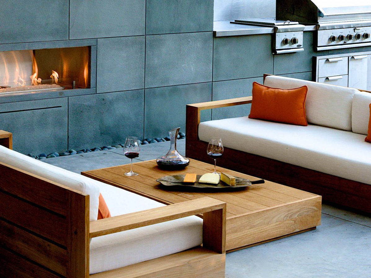 Image of Contemporary grill station and fireplace in Dallas, TX