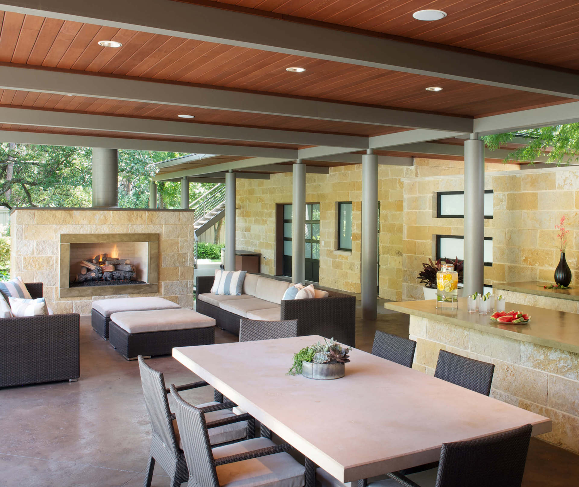 Dallas, TX Award-winning hill country limestone outdoor kitchen