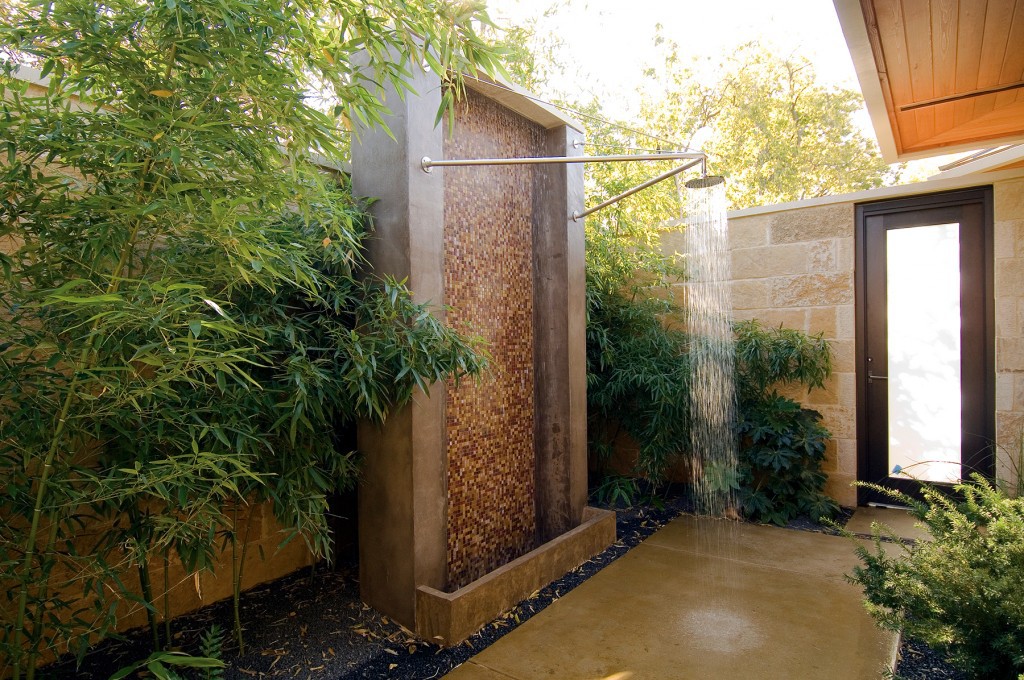Day shot of contemporary outdoor shower