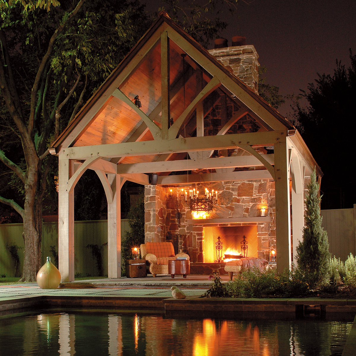 Pool Cabana Build with Fireplace - Dallas, TX