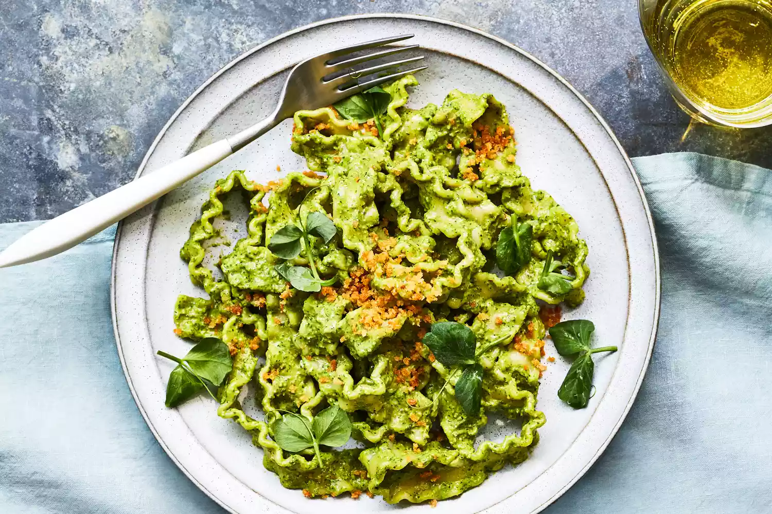 Garden Party Recipes: Mafaldine with Pea Shoots—Meyer Lemon Pesto