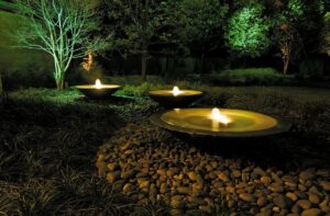 Contemporary fountains in Dallas, TX Hill Country garden